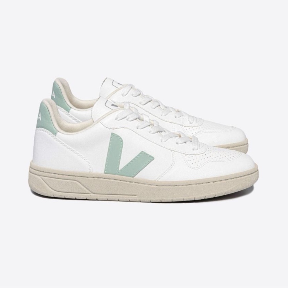 Veja V-10 in White Matcha Vegan Leather